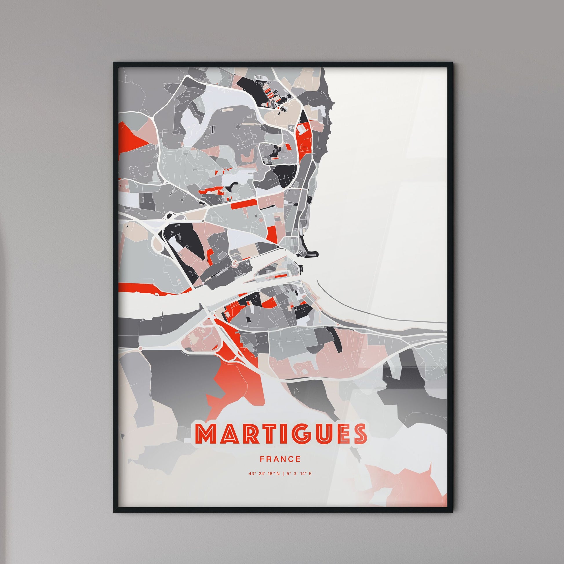 Colorful MARTIGUES FRANCE Fine Art Map Modern