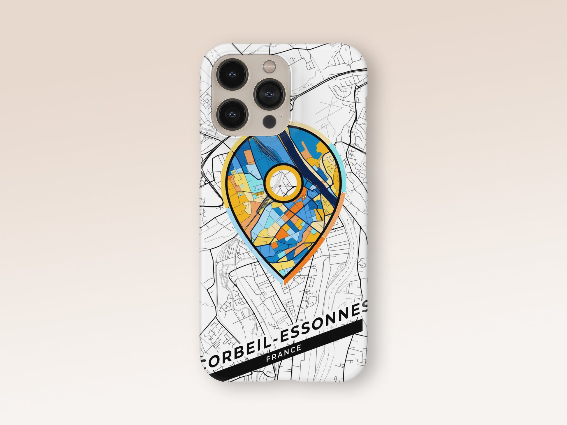 Corbeil-Essonnes France slim phone case with colorful icon. Birthday, wedding or housewarming gift. Couple match cases. 1