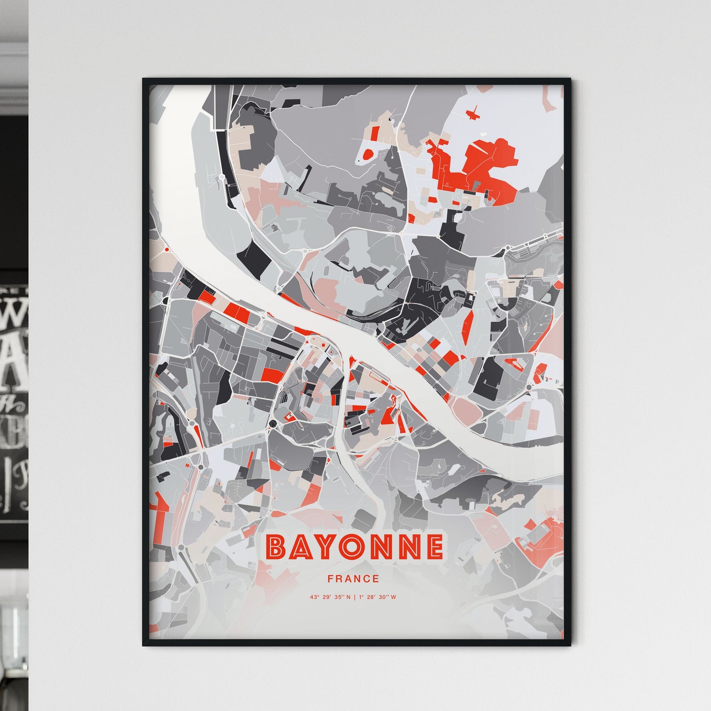 Colorful BAYONNE FRANCE Fine Art Map Modern