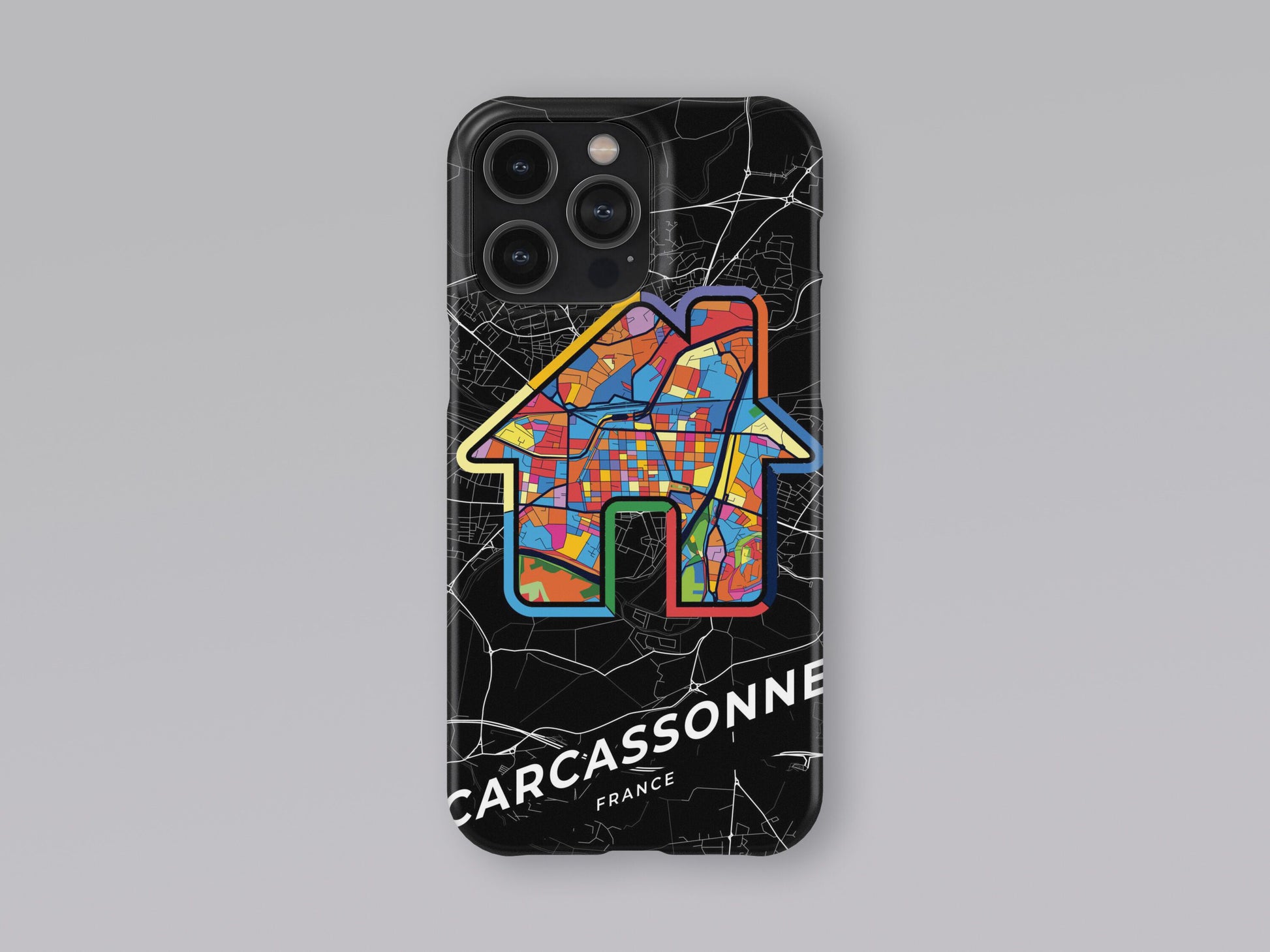 Carcassonne France slim phone case with colorful icon. Birthday, wedding or housewarming gift. Couple match cases. 3