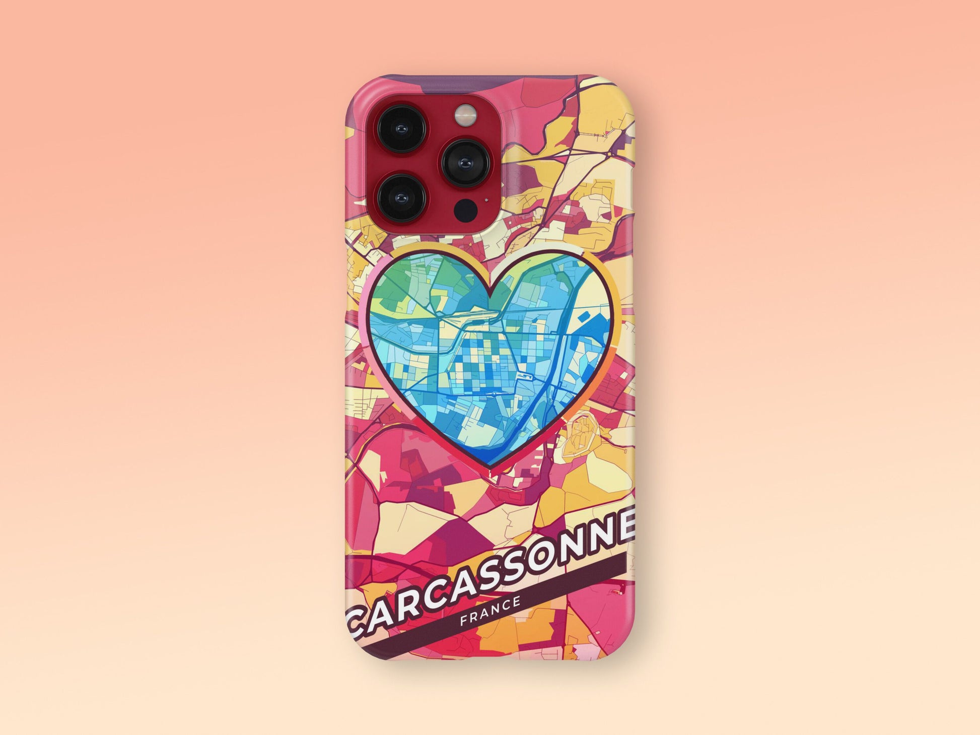 Carcassonne France slim phone case with colorful icon. Birthday, wedding or housewarming gift. Couple match cases. 2