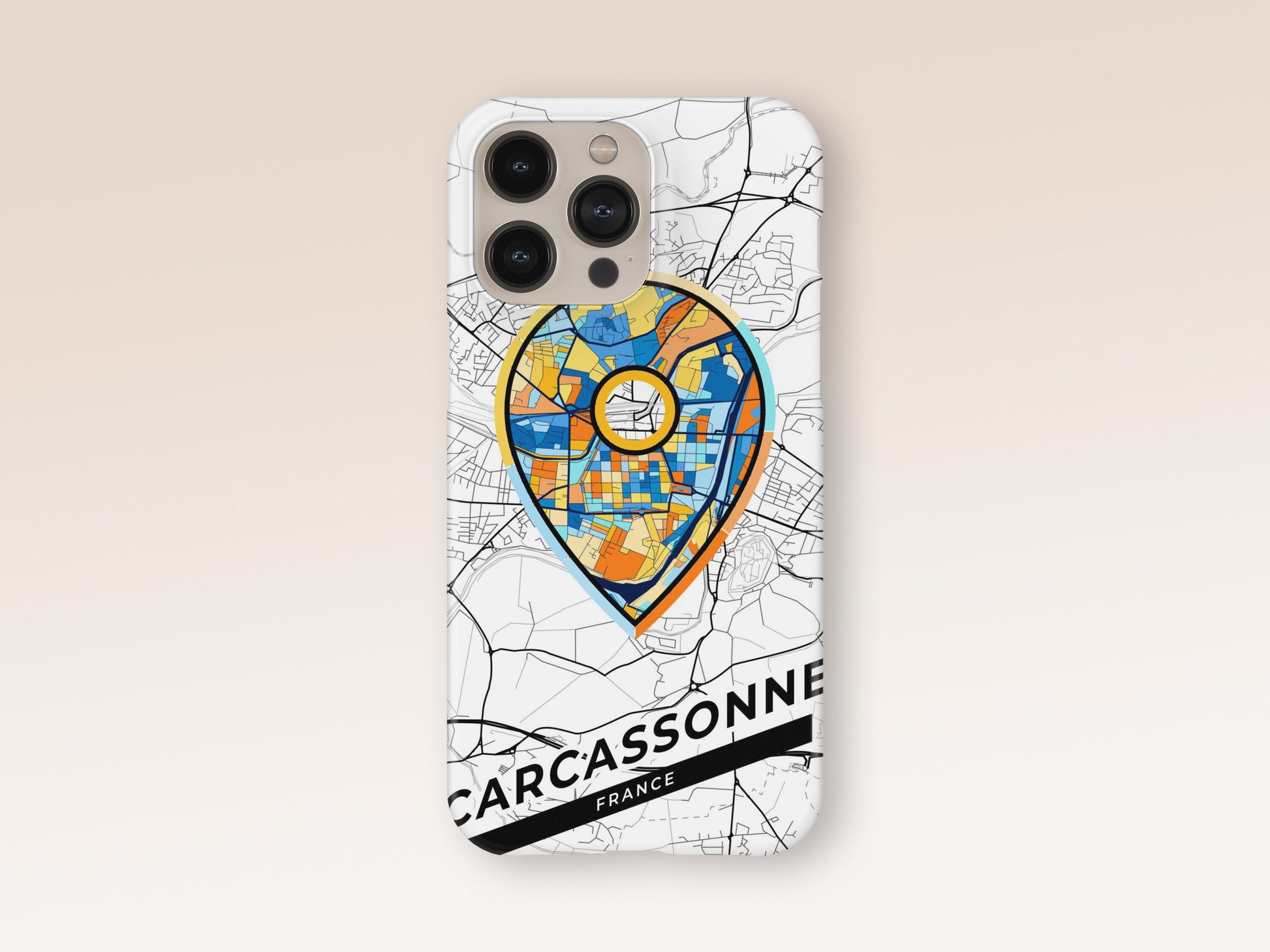 Carcassonne France slim phone case with colorful icon. Birthday, wedding or housewarming gift. Couple match cases. 1
