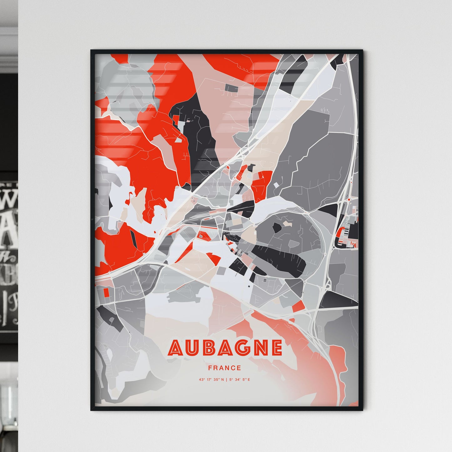 Colorful AUBAGNE FRANCE Fine Art Map Modern