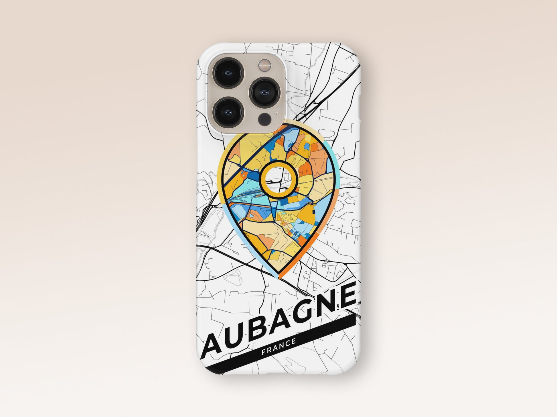 Aubagne France slim phone case with colorful icon. Birthday, wedding or housewarming gift. Couple match cases. 1