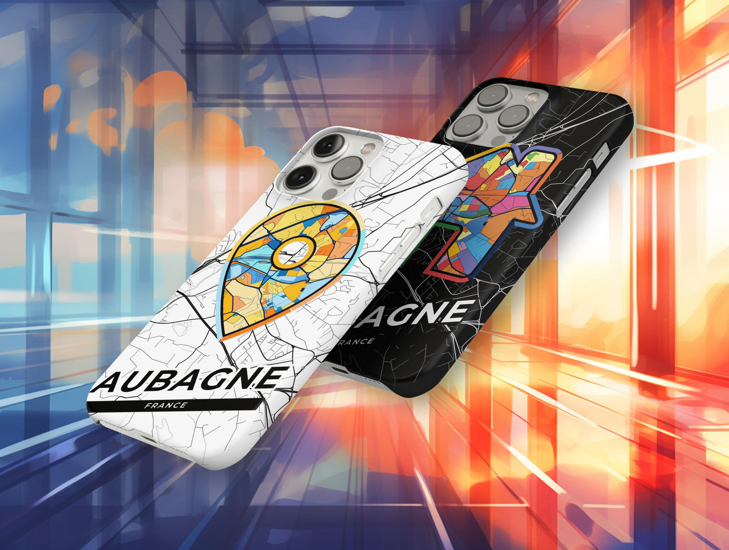 Aubagne France slim phone case with colorful icon. Birthday, wedding or housewarming gift. Couple match cases.