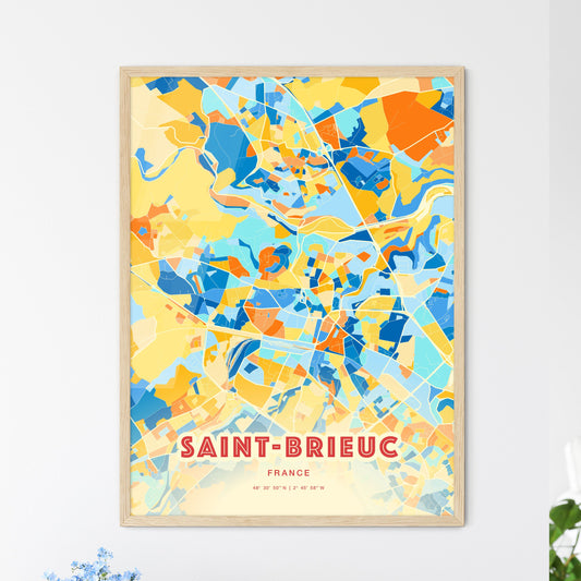 Colorful SAINT-BRIEUC FRANCE Fine Art Map Blue Orange