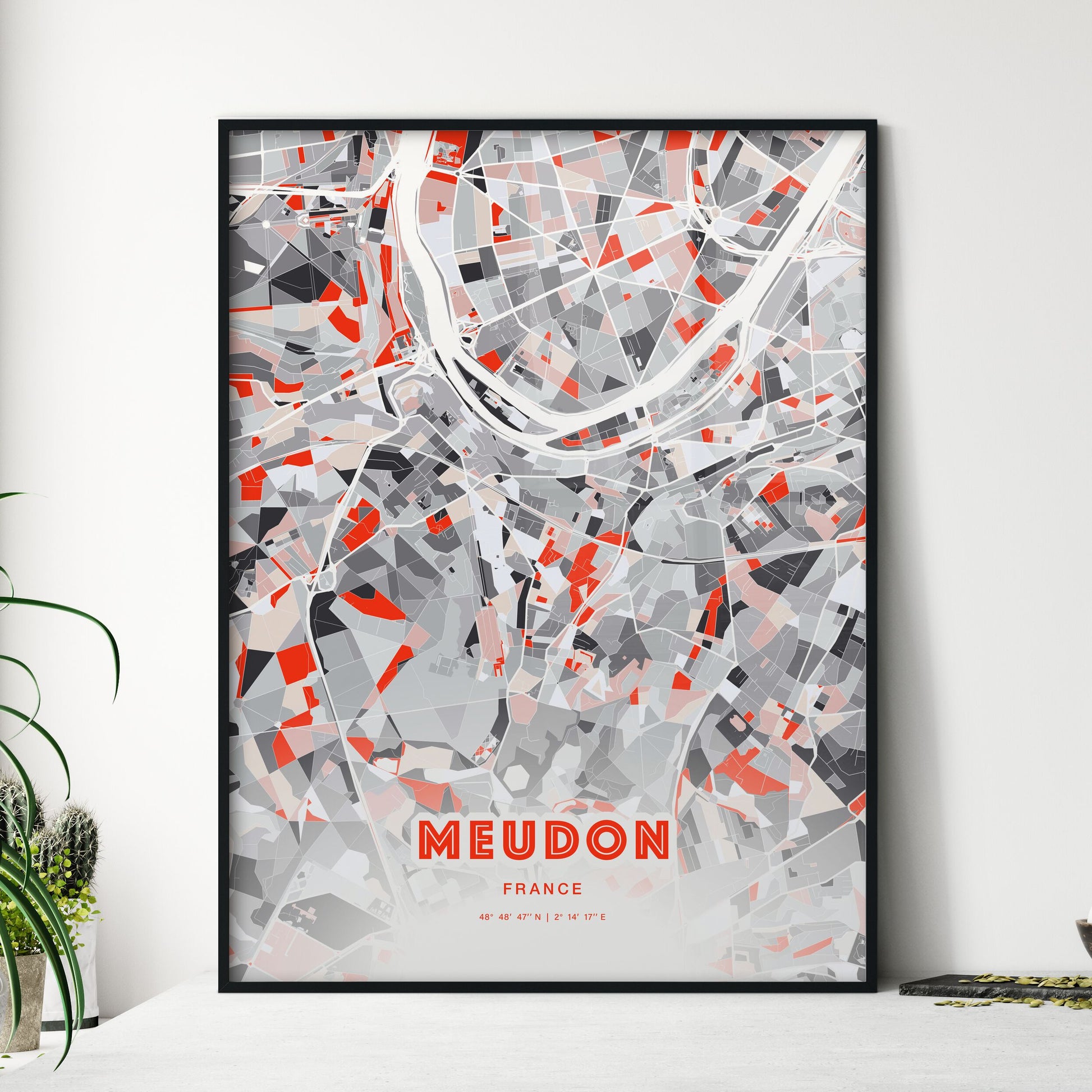 Colorful MEUDON FRANCE Fine Art Map Modern