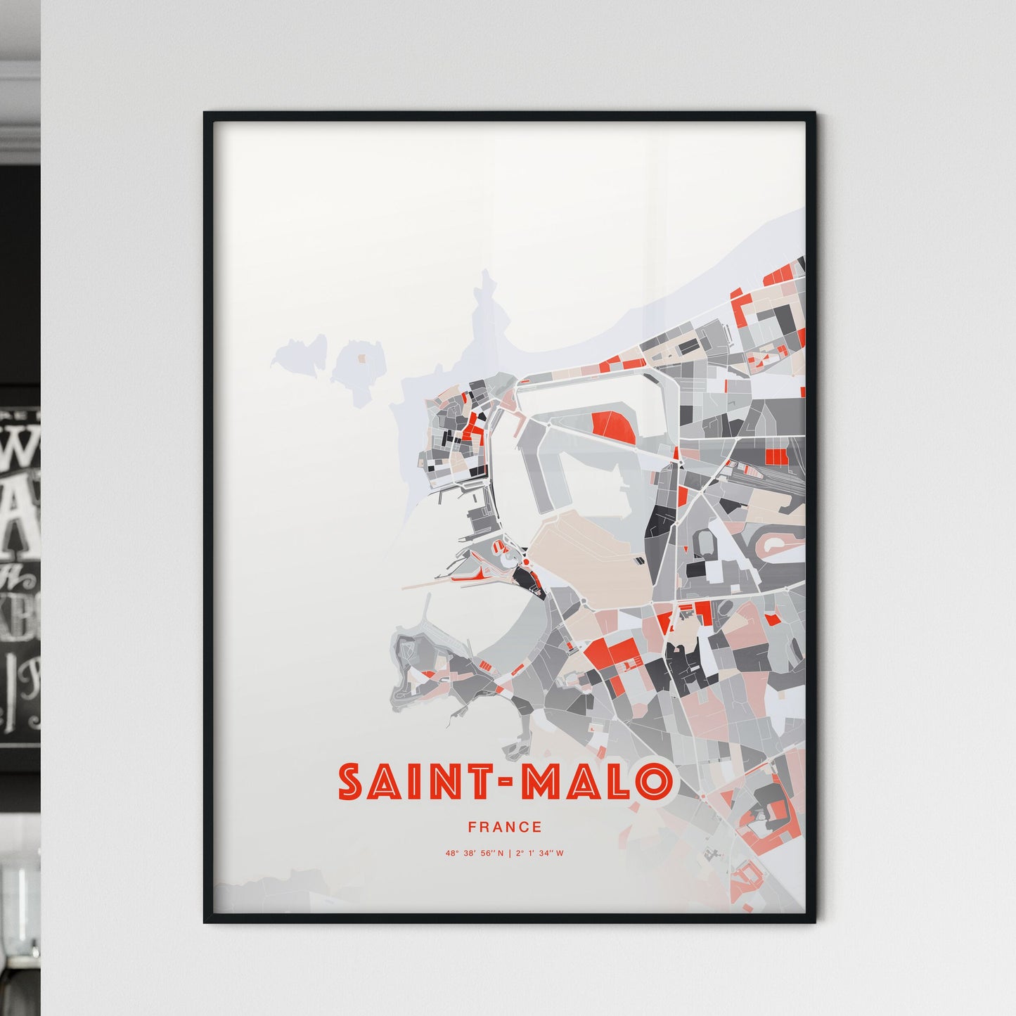Colorful SAINT-MALO FRANCE Fine Art Map Modern