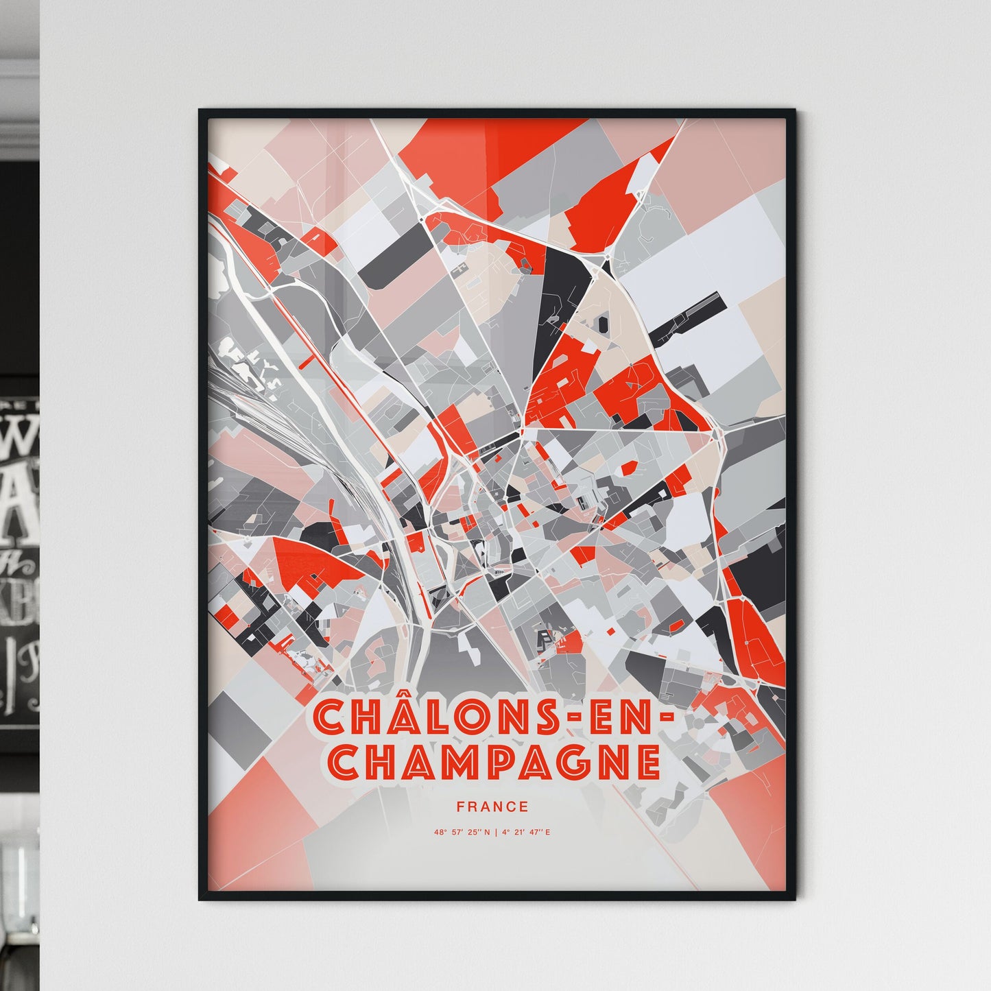 Colorful CHÂLONS-EN-CHAMPAGNE FRANCE Fine Art Map Modern