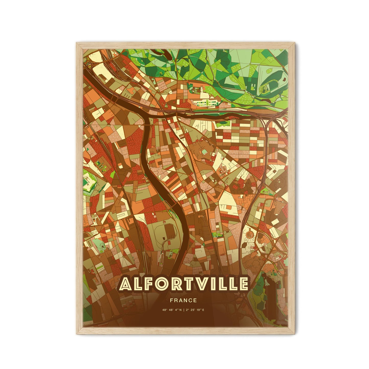 Colorful ALFORTVILLE FRANCE Fine Art Map Farmhouse