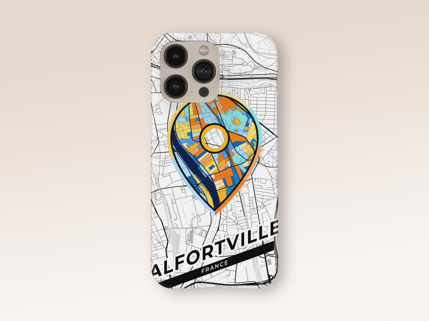 Alfortville France slim phone case with colorful icon. Birthday, wedding or housewarming gift. Couple match cases. 1