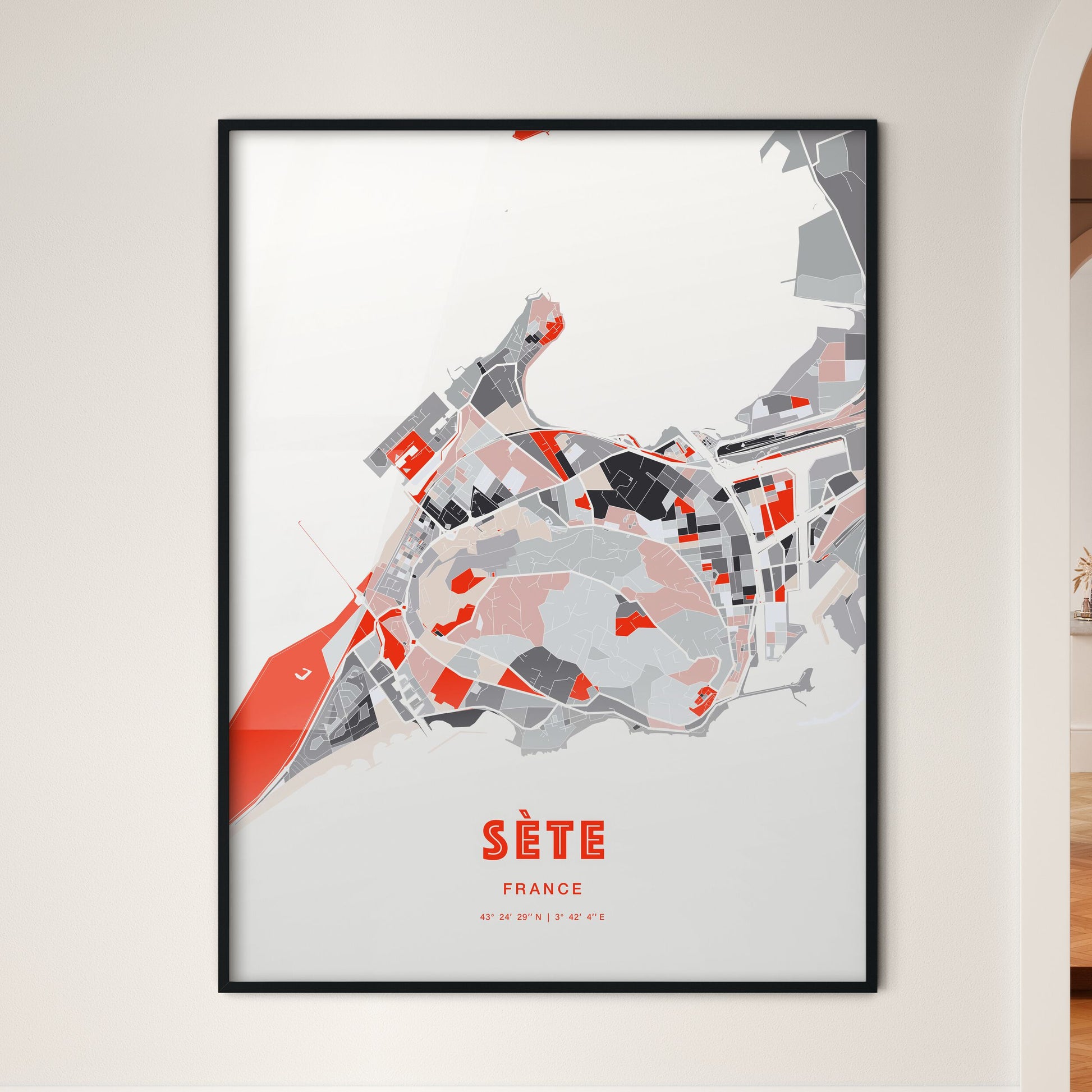 Colorful SÈTE FRANCE Fine Art Map Modern