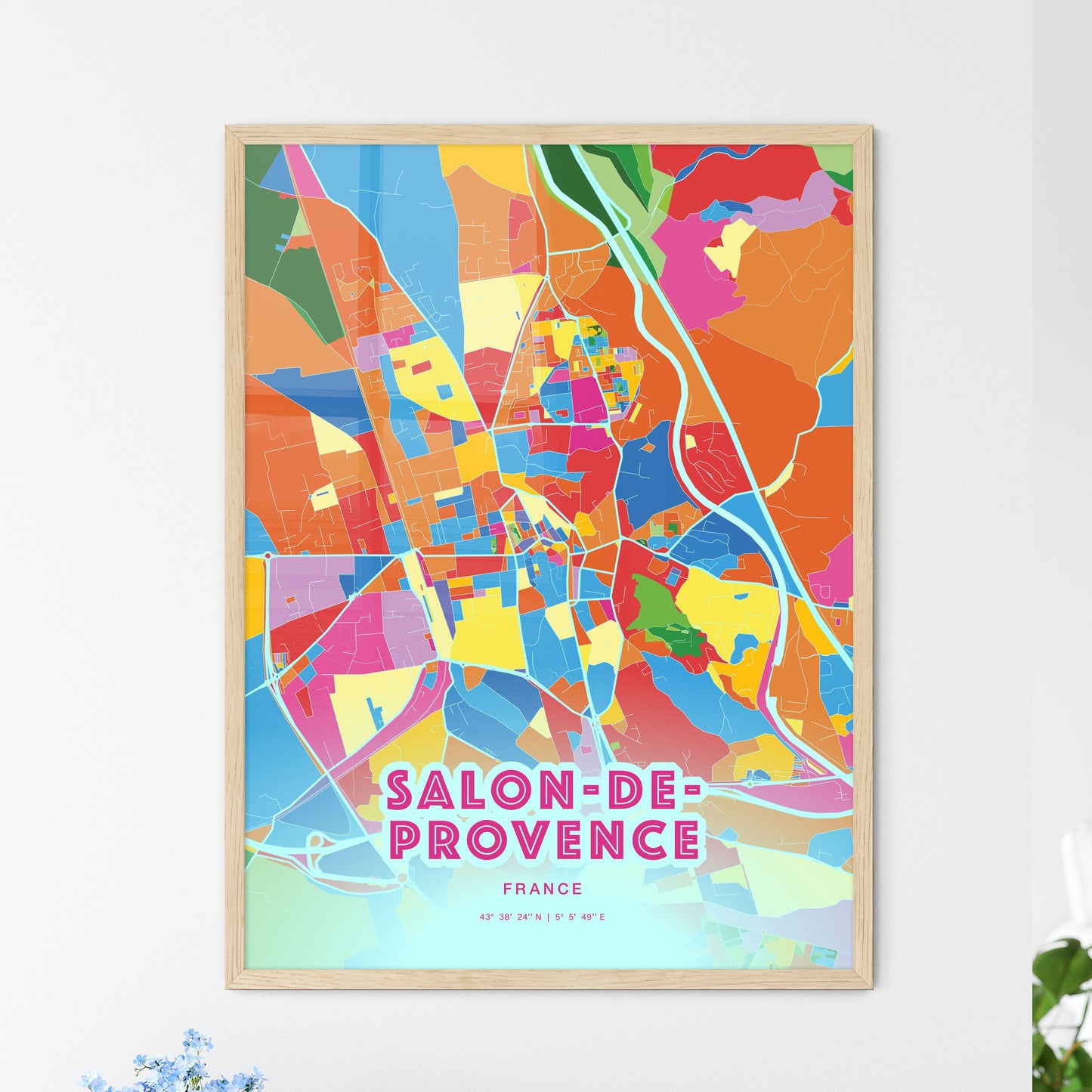 Colorful SALON-DE-PROVENCE FRANCE Fine Art Map Crazy Colors