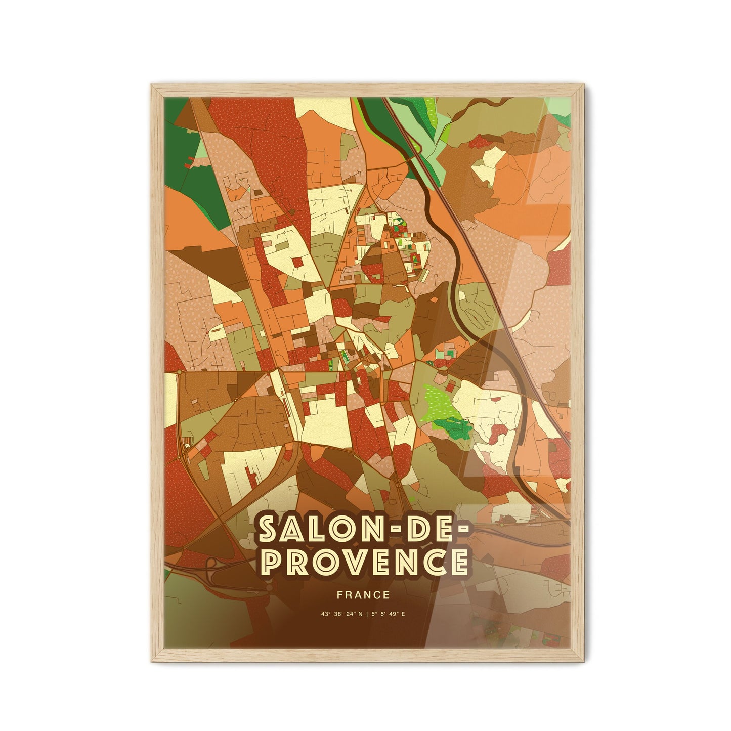 Colorful SALON-DE-PROVENCE FRANCE Fine Art Map Farmhouse