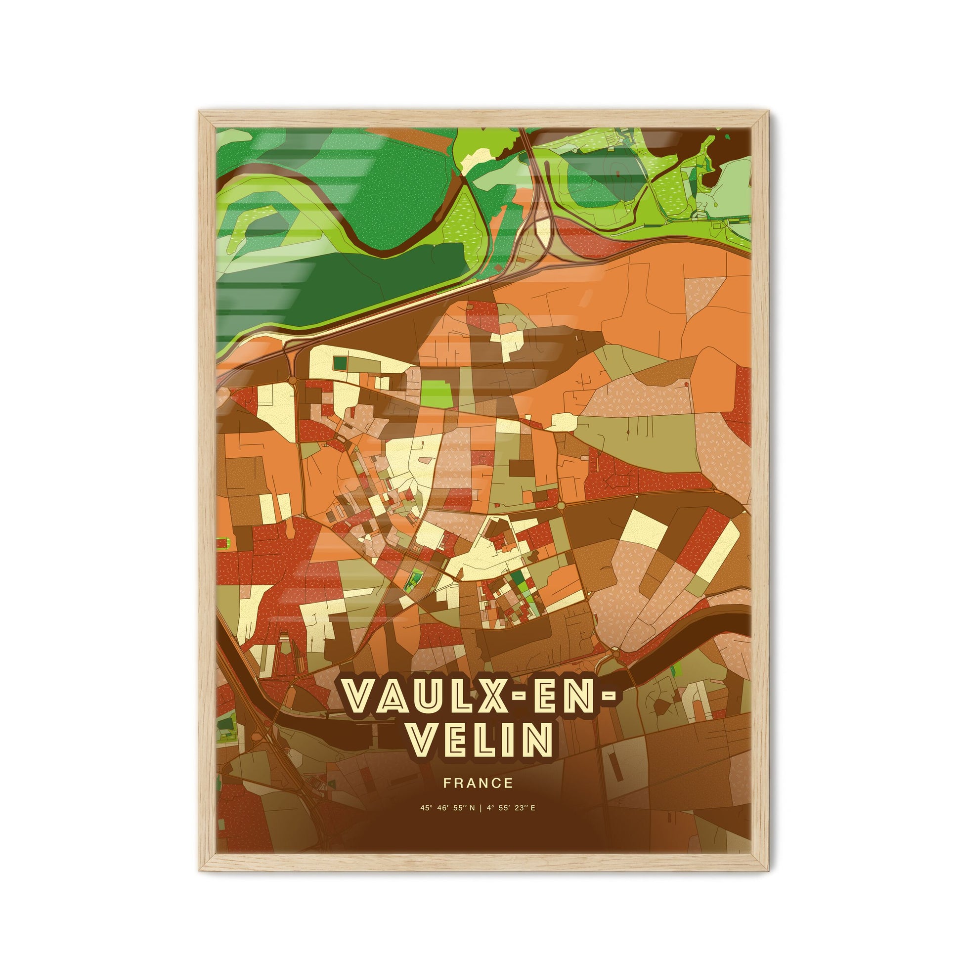 Colorful VAULX-EN-VELIN FRANCE Fine Art Map Farmhouse