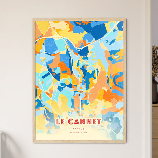 Colorful LE CANNET FRANCE Fine Art Map Blue Orange