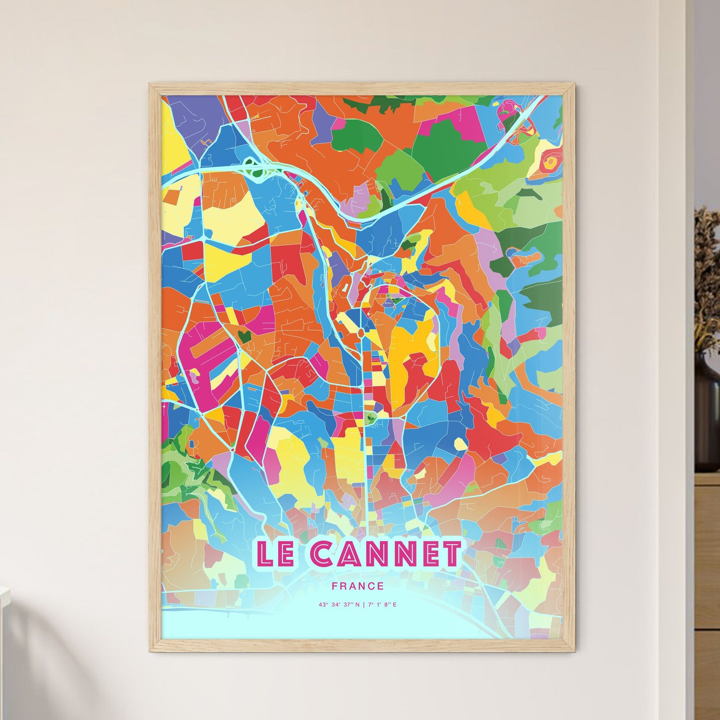 Colorful LE CANNET FRANCE Fine Art Map Crazy Colors