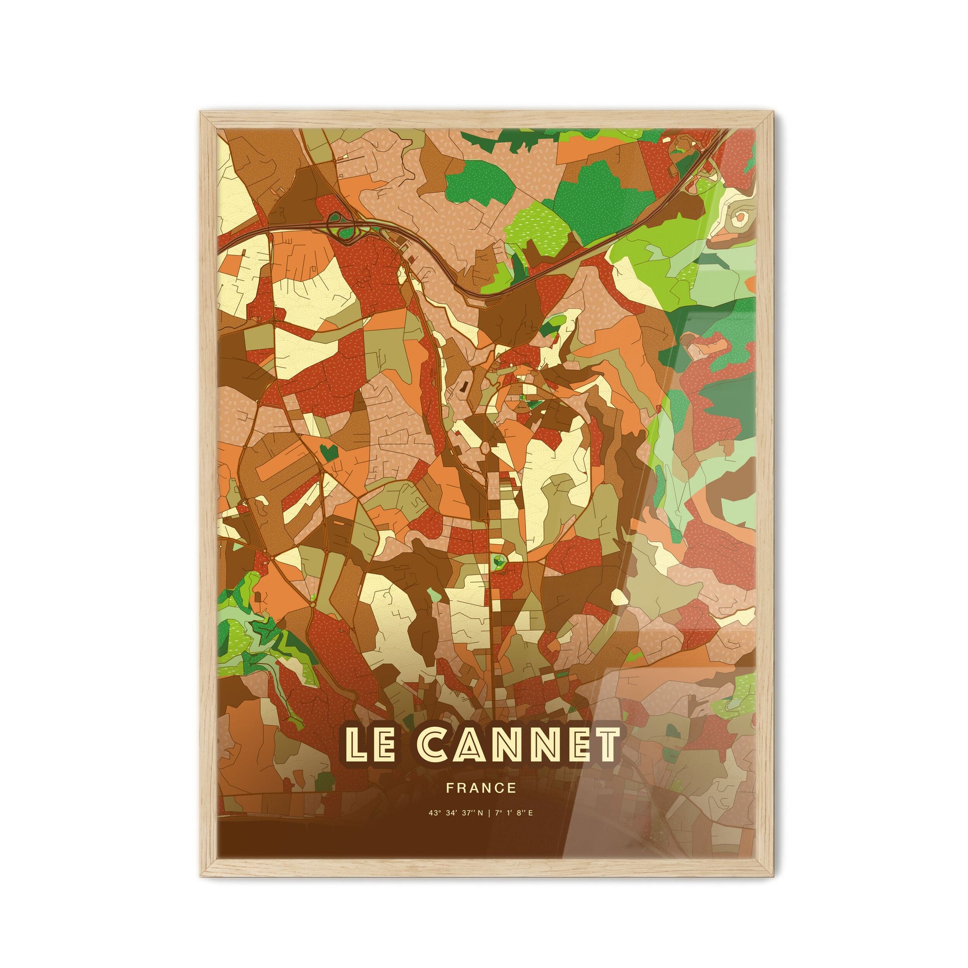 Colorful LE CANNET FRANCE Fine Art Map Farmhouse