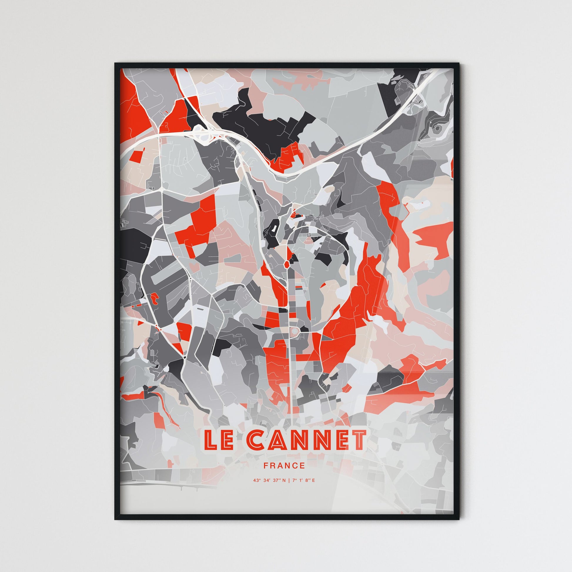 Colorful LE CANNET FRANCE Fine Art Map Modern