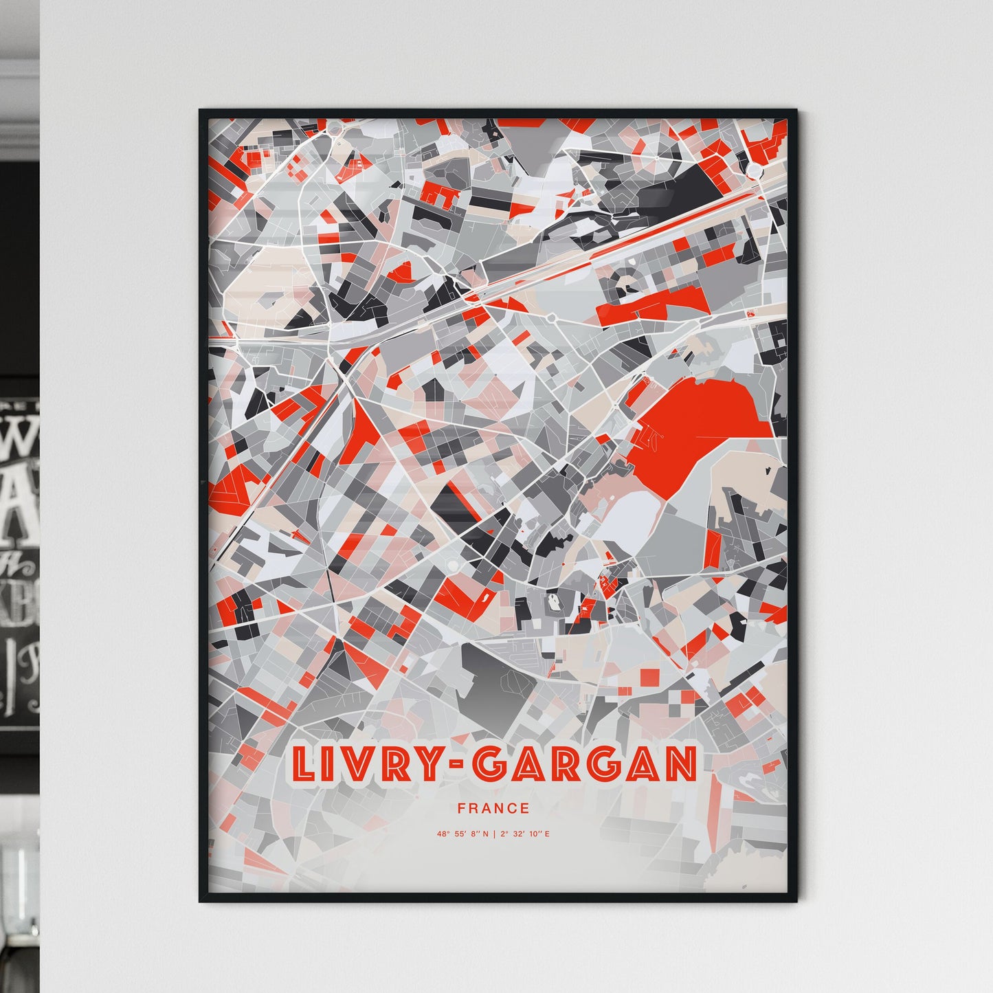 Colorful LIVRY-GARGAN FRANCE Fine Art Map Modern