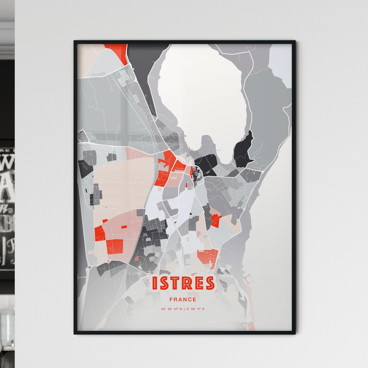 Colorful ISTRES FRANCE Fine Art Map Modern