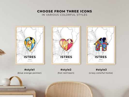 Istres France maps with colorful icons
