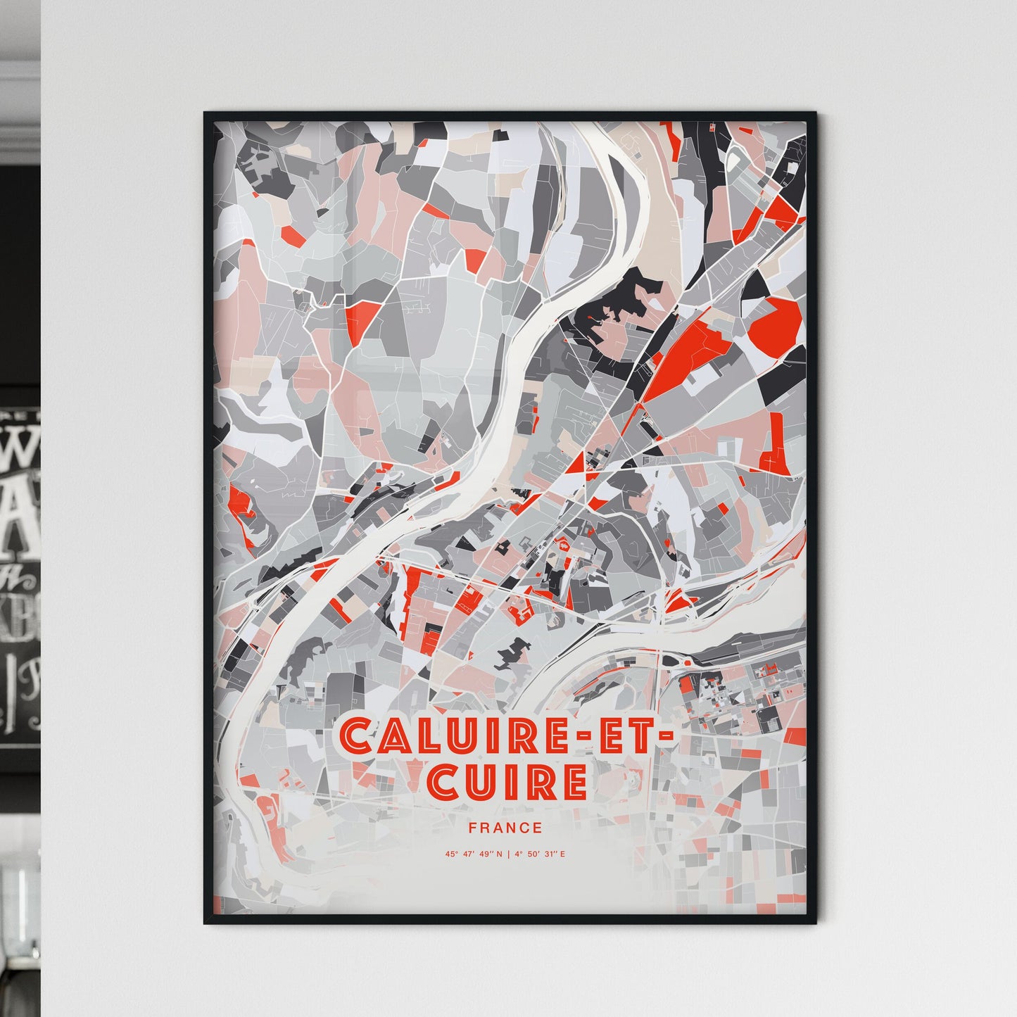 Colorful CALUIRE-ET-CUIRE FRANCE Fine Art Map Modern