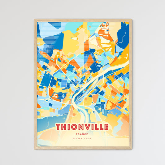 Colorful THIONVILLE FRANCE Fine Art Map Blue Orange