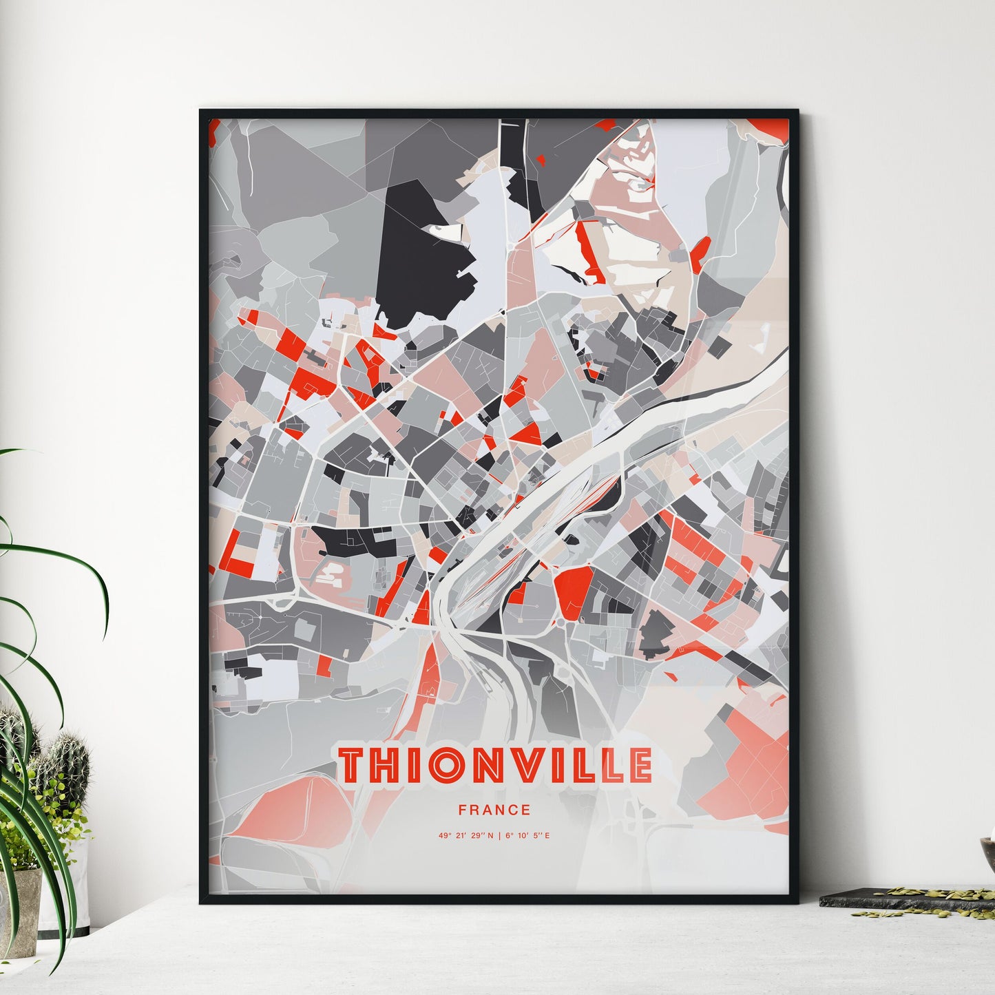 Colorful THIONVILLE FRANCE Fine Art Map Modern