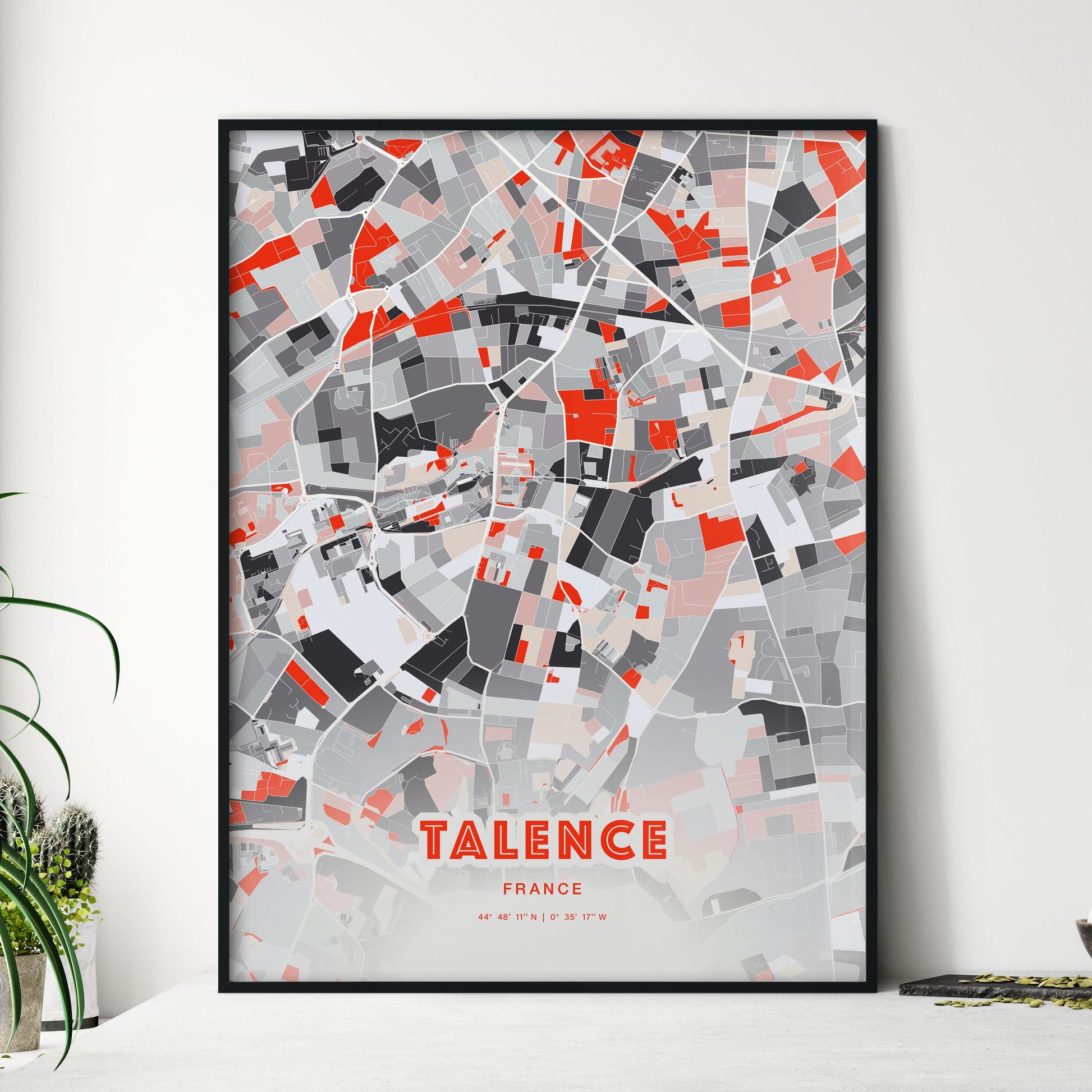 Colorful TALENCE FRANCE Fine Art Map Modern