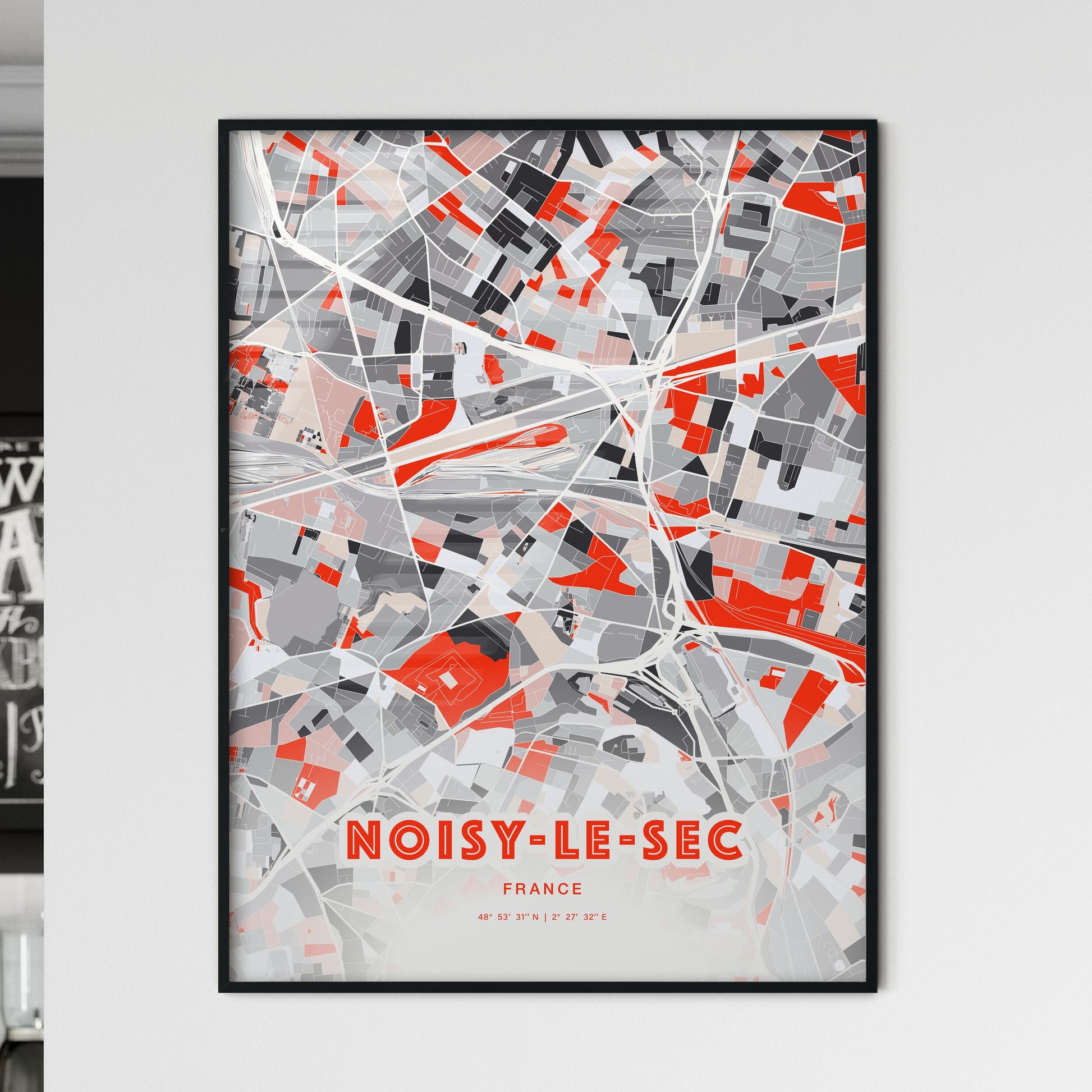 Colorful NOISY-LE-SEC FRANCE Fine Art Map Modern