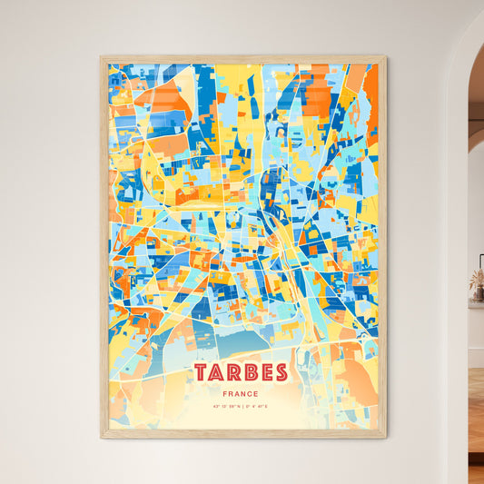 Colorful TARBES FRANCE Fine Art Map Blue Orange