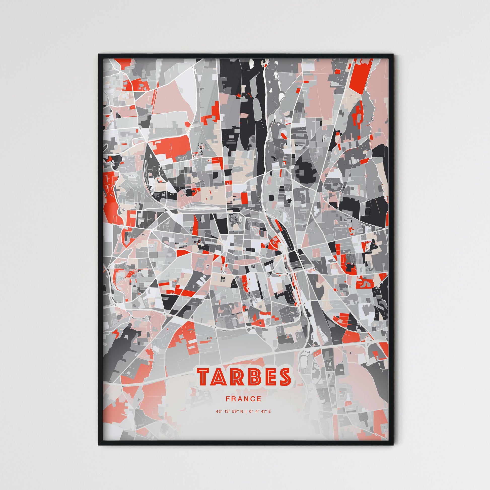 Colorful TARBES FRANCE Fine Art Map Modern