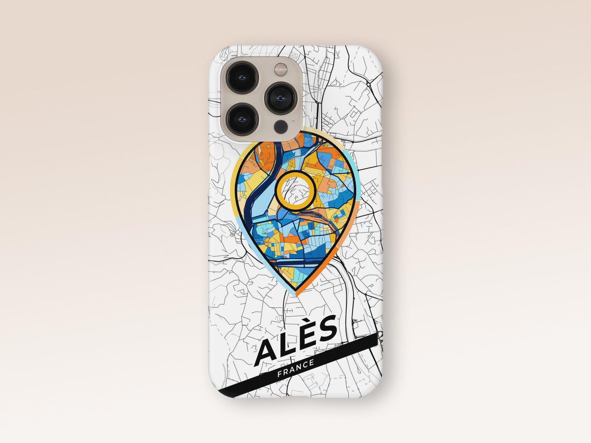 Alès France slim phone case with colorful icon. Birthday, wedding or housewarming gift. Couple match cases. 1