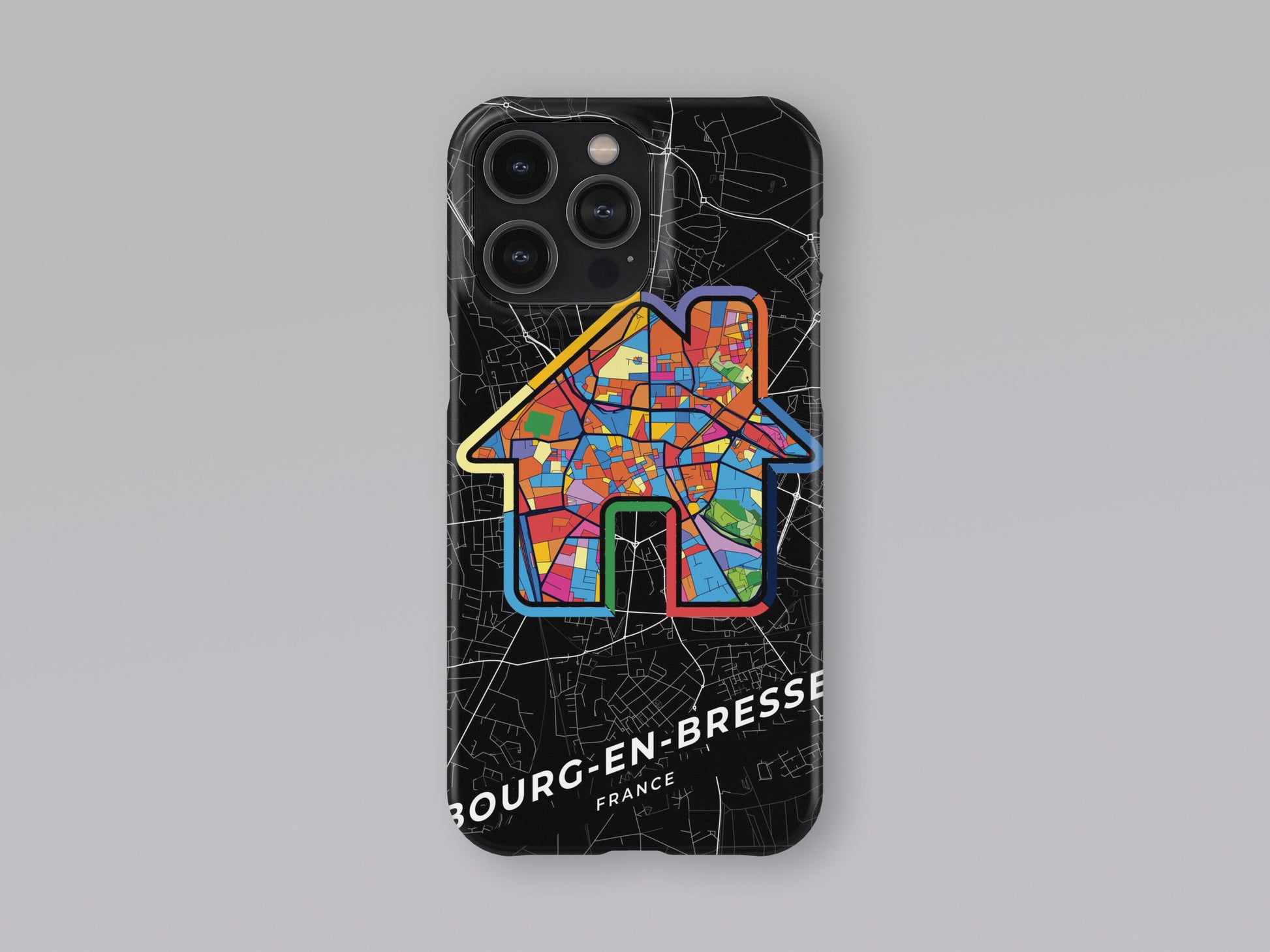 Bourg-En-Bresse France slim phone case with colorful icon. Birthday, wedding or housewarming gift. Couple match cases. 3