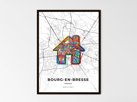Bourg-En-Bresse France wedding art map with home icon