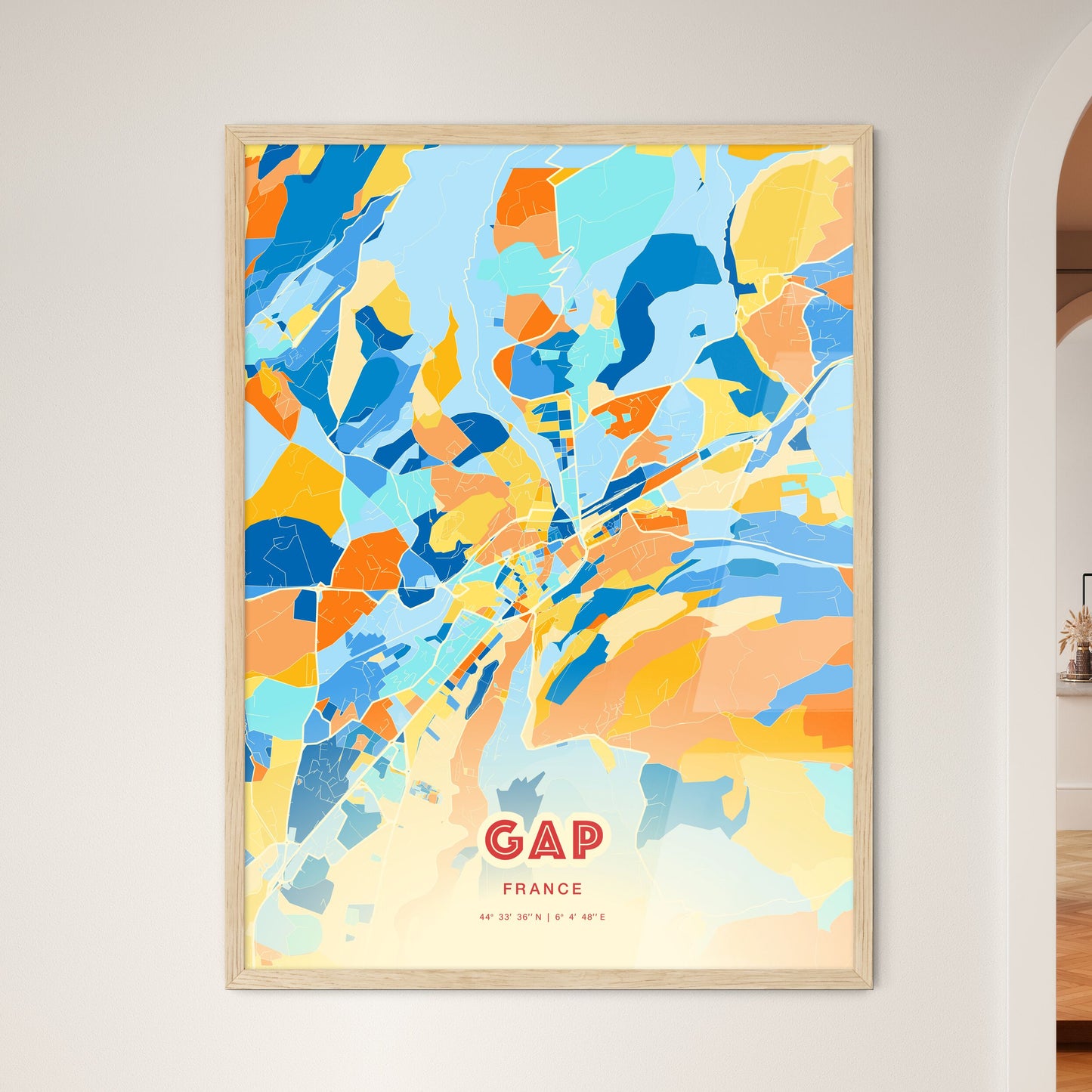 Colorful GAP FRANCE Fine Art Map Blue Orange