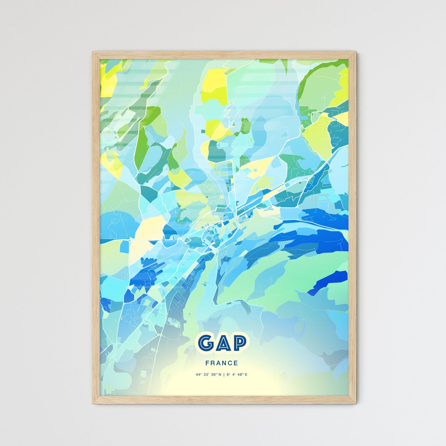 Colorful GAP FRANCE Fine Art Map Cool Blue