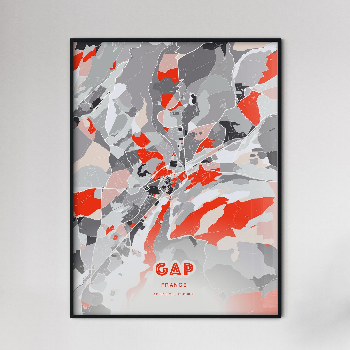 Colorful GAP FRANCE Fine Art Map Modern