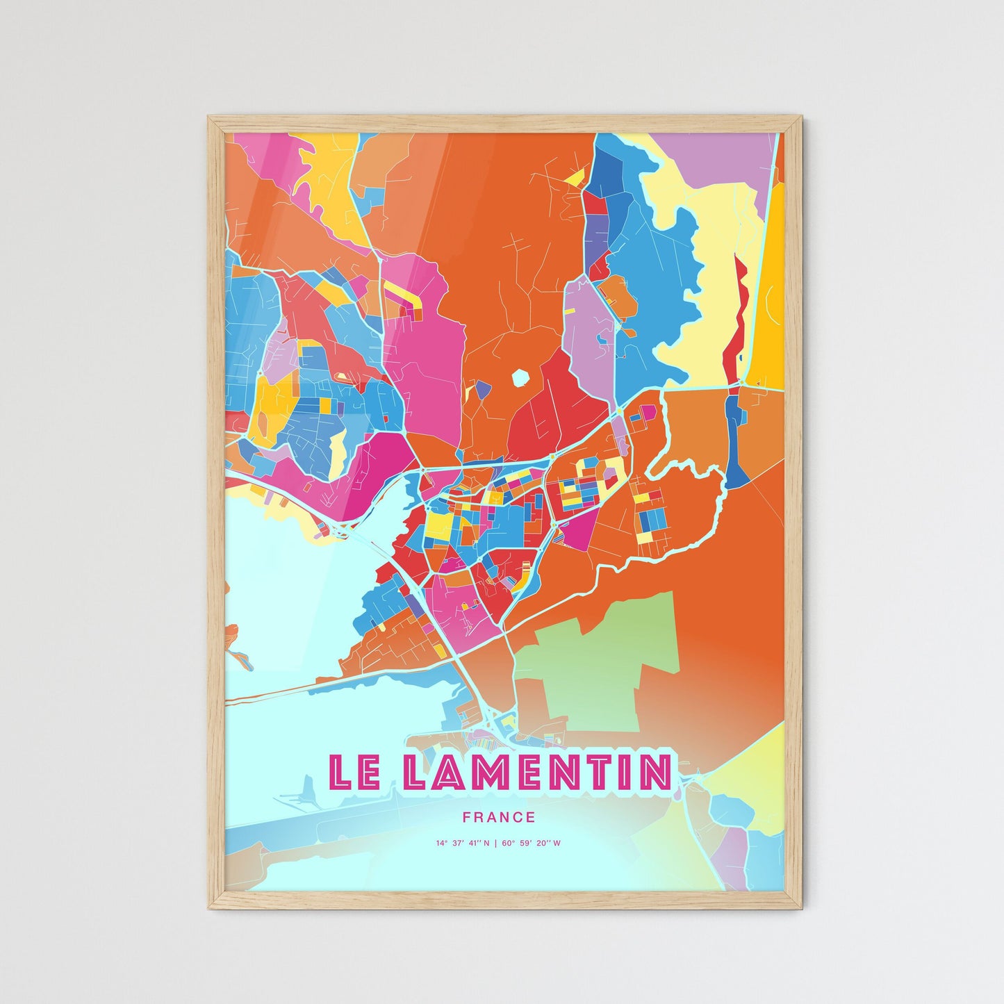 Colorful LE LAMENTIN FRANCE Fine Art Map Crazy Colors
