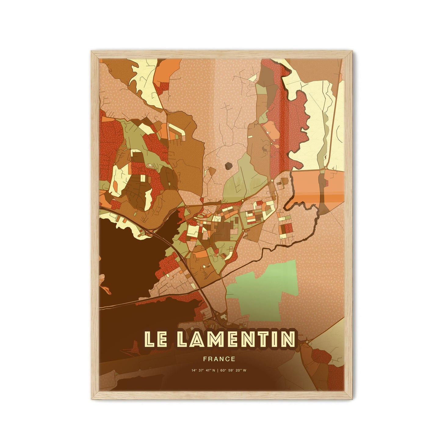 Colorful LE LAMENTIN FRANCE Fine Art Map Farmhouse