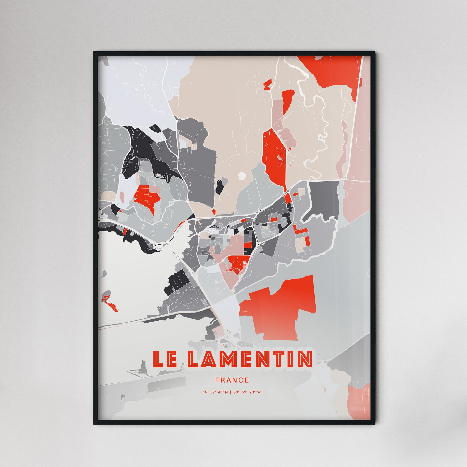 Colorful LE LAMENTIN FRANCE Fine Art Map Modern