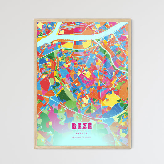 Colorful REZÉ FRANCE Fine Art Map Crazy Colors