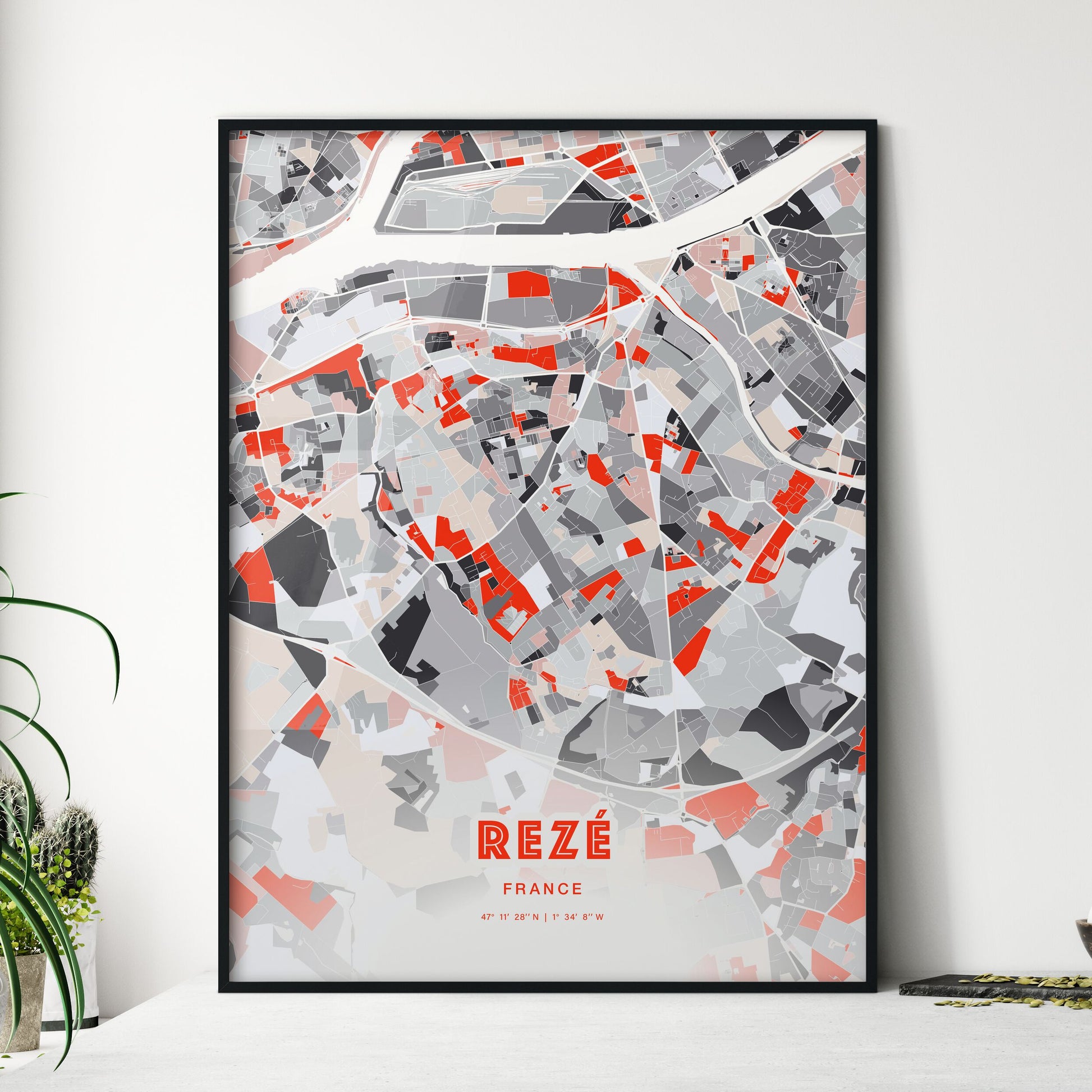 Colorful REZÉ FRANCE Fine Art Map Modern