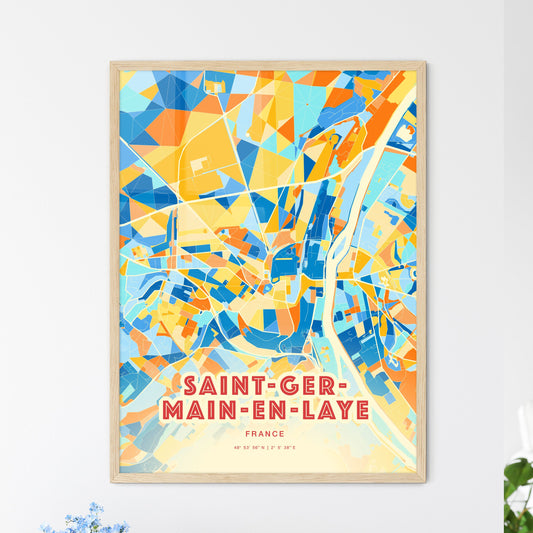 Colorful SAINT-GERMAIN-EN-LAYE FRANCE Fine Art Map Blue Orange