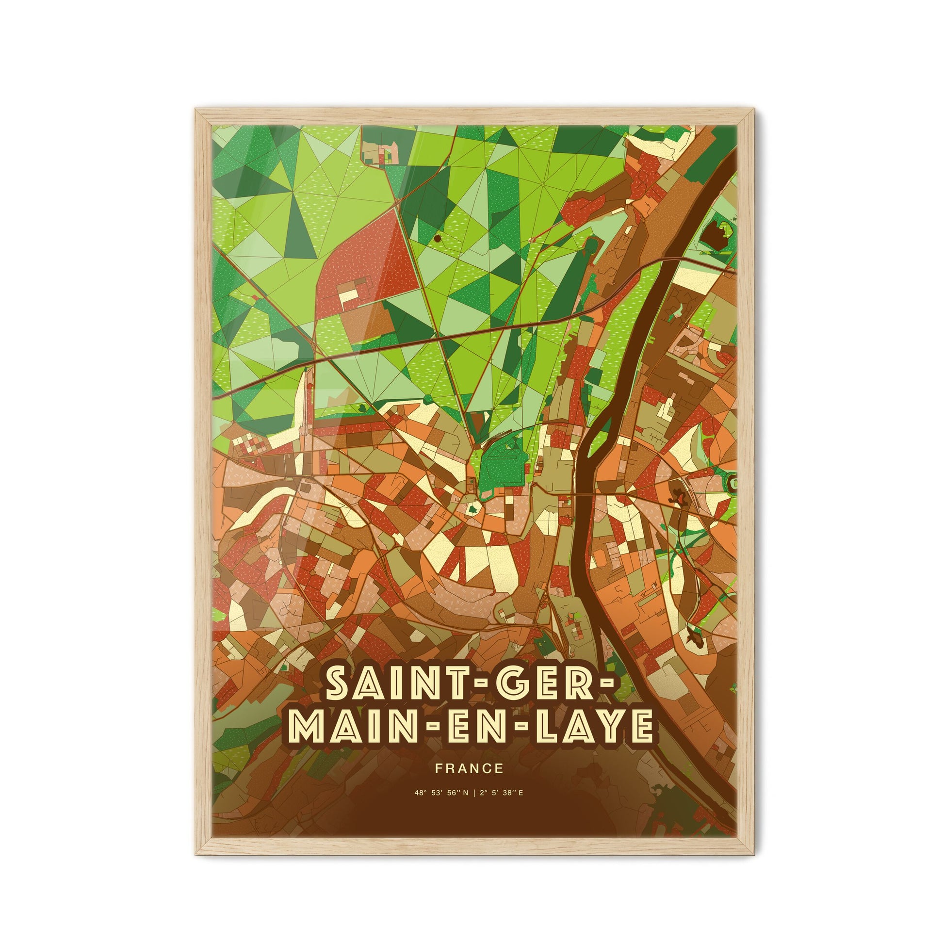 Colorful SAINT-GERMAIN-EN-LAYE FRANCE Fine Art Map Farmhouse