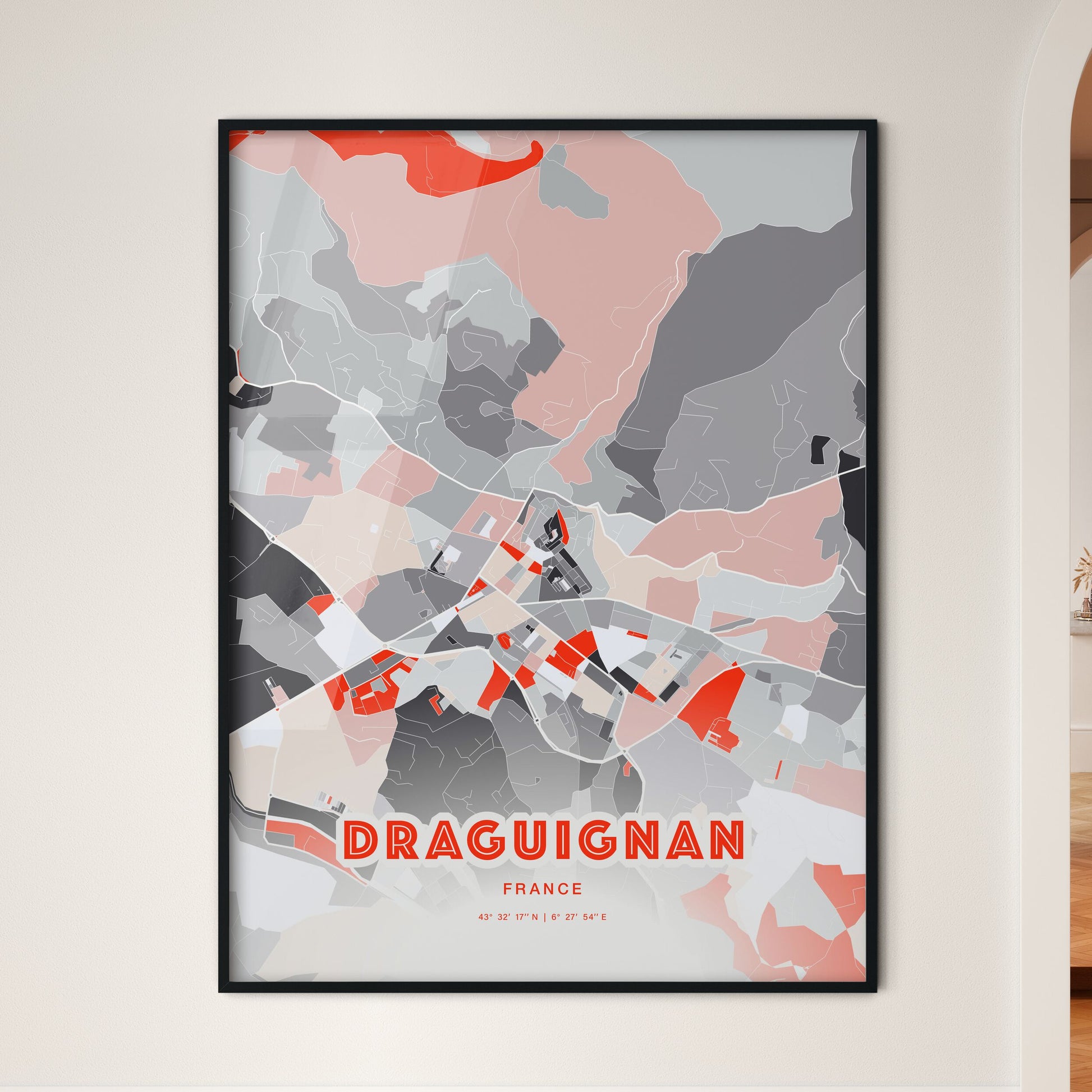 Colorful DRAGUIGNAN FRANCE Fine Art Map Modern