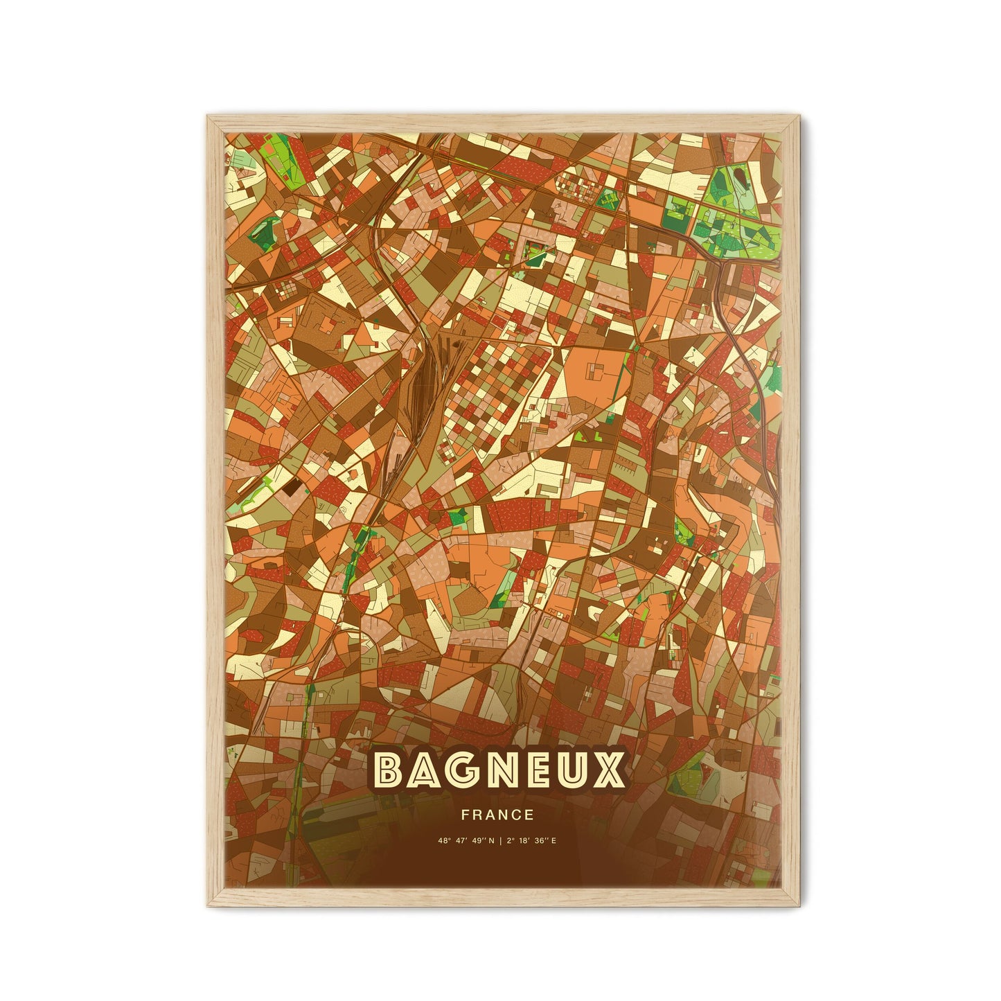 Colorful BAGNEUX FRANCE Fine Art Map Farmhouse