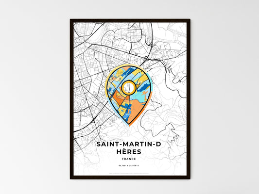 Saint-Martin-D Hères France wedding art map with pointer icon
