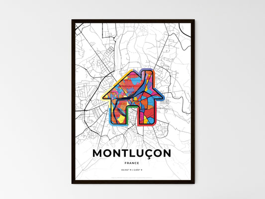 Montluçon France wedding art map with home icon